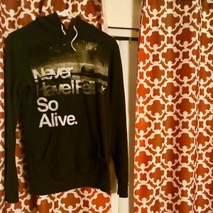 Gray hoodie with screen tee details